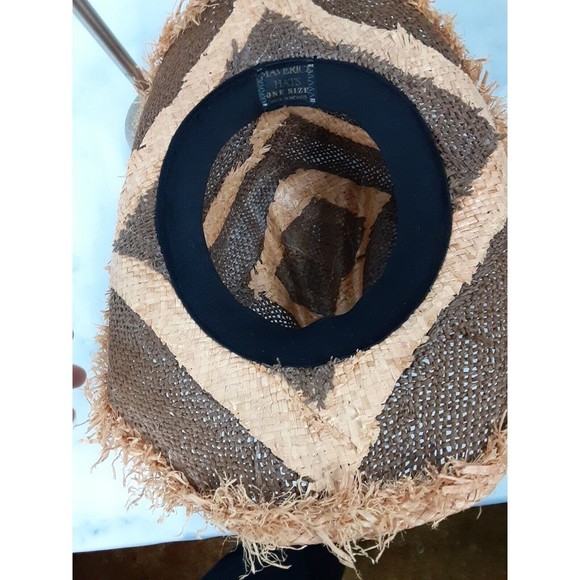 MAVERICK Distressed Straw Western Cowboy Hat One Size 7"X 8" inside measurements - Picture 10 of 11